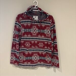 Beachy Surfer Tribal Hooded Shirt On The Byas Red, Navy & White